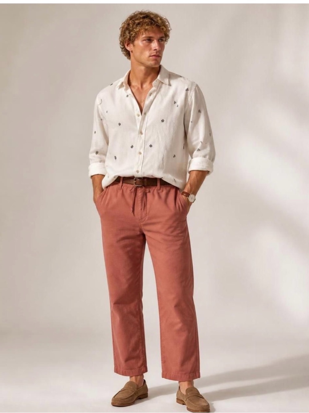14th & Union Men's Straight-Leg Chinos in Dusty Rose